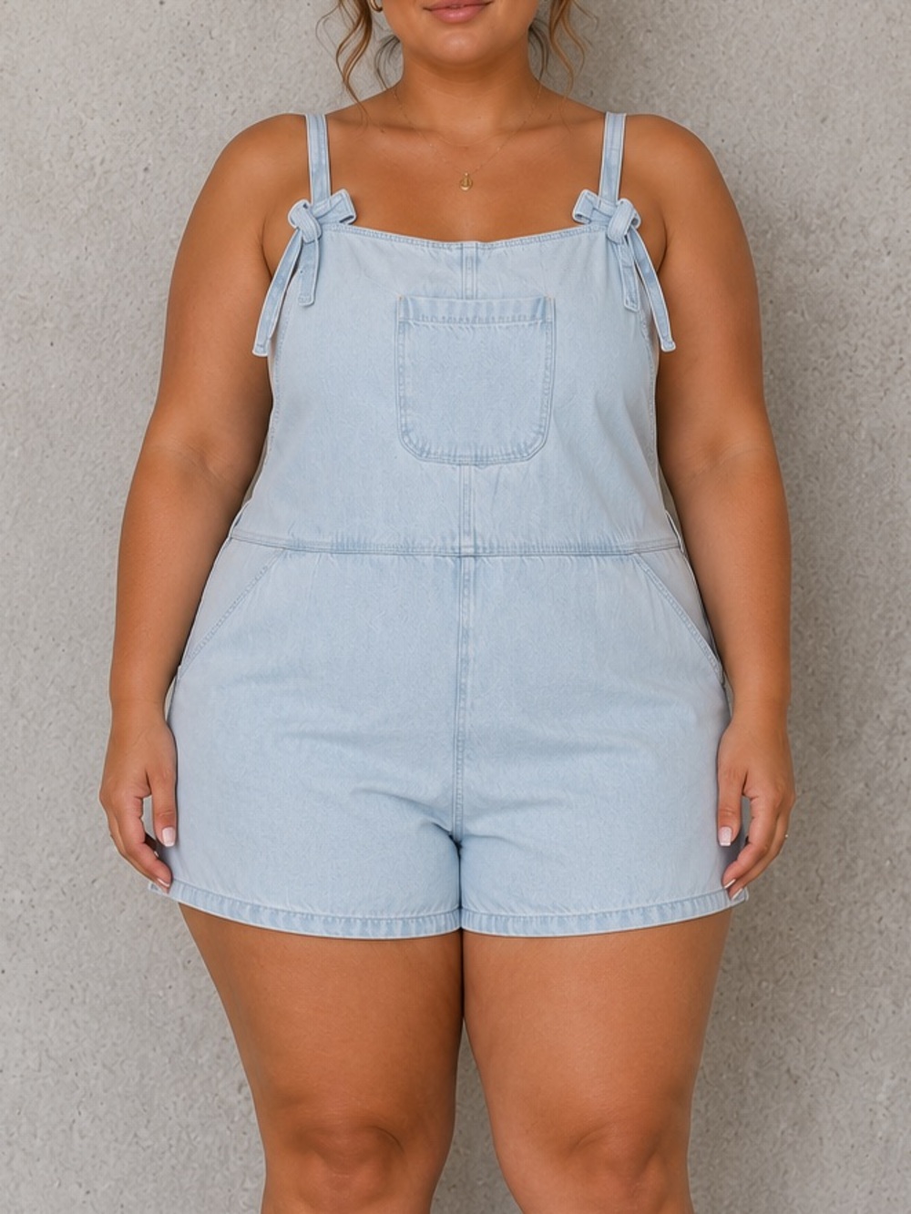 Y2K Piping Hot Light Wash Denim Tie Strap Romper Playsuit Australian Size 16